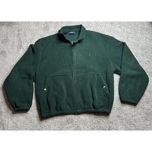 Vintage Polo Ralph Lauren Jacket Full Zip Up Green Fleece Collared Mens XL
